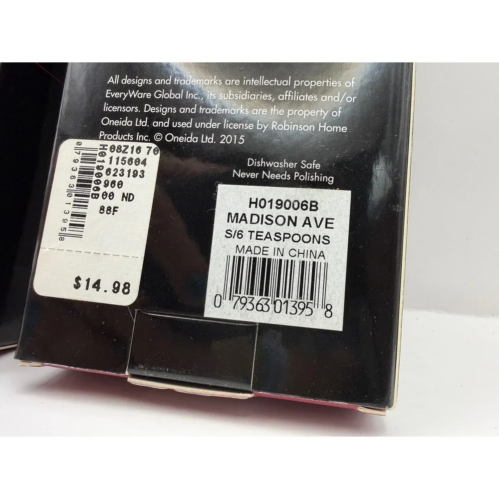 Oneida Madison Avenue Stainless Steel Teaspoons 12 Piece Set H019006B New